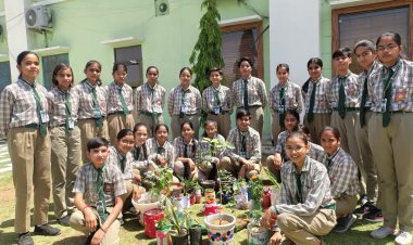 विश्व पृथ्वी दिवस पर बेटियों ने लिया हरियाली बढ़ाने का संकल्प