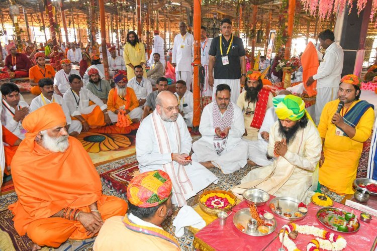 108 कुण्डीय रूद्र महायज्ञ की पूर्णाहुति पर पहुंचे अमित शाह और सीएम भजनलाल