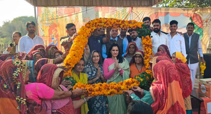 जनसंर्पक रथ चौथे दिन पहुंचा ग्राम बिरमी पिलानी टांई भीखनसर व महंसर भाजपा जिलाध्यक्ष का हुआ भव्य स्वागत